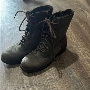 UGG Gray and Brown Combat Boots